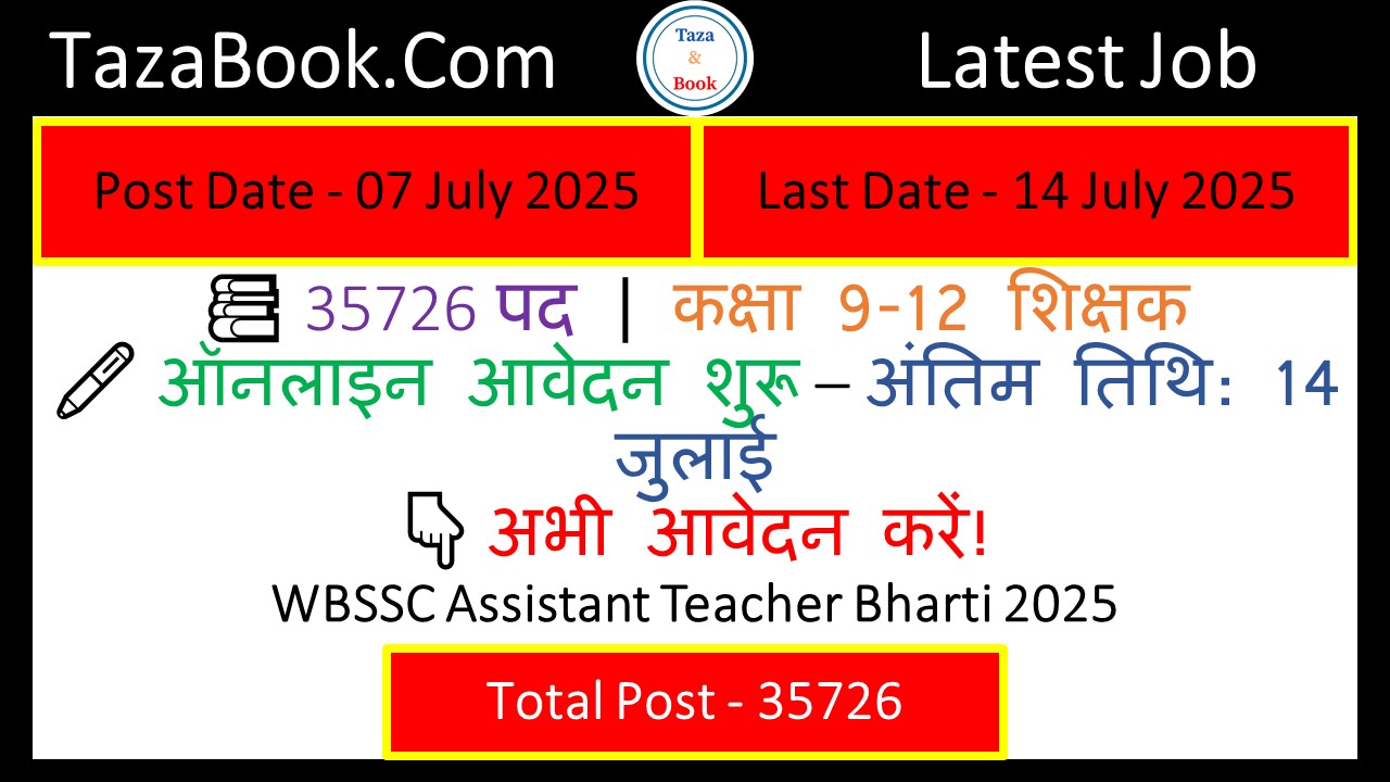 WBSSC Assistant Teacher Bharti 2025